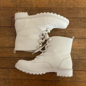 White Combat Boots